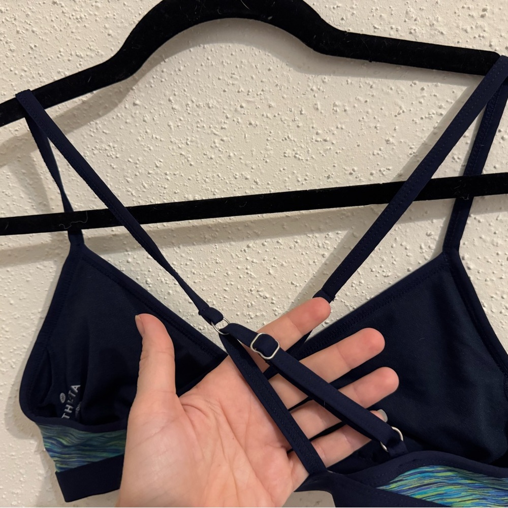 Athleta Paddle Out Triangle Bikini Top - Size S - Blue Multi Color Space Dye - Picture 4 of 8